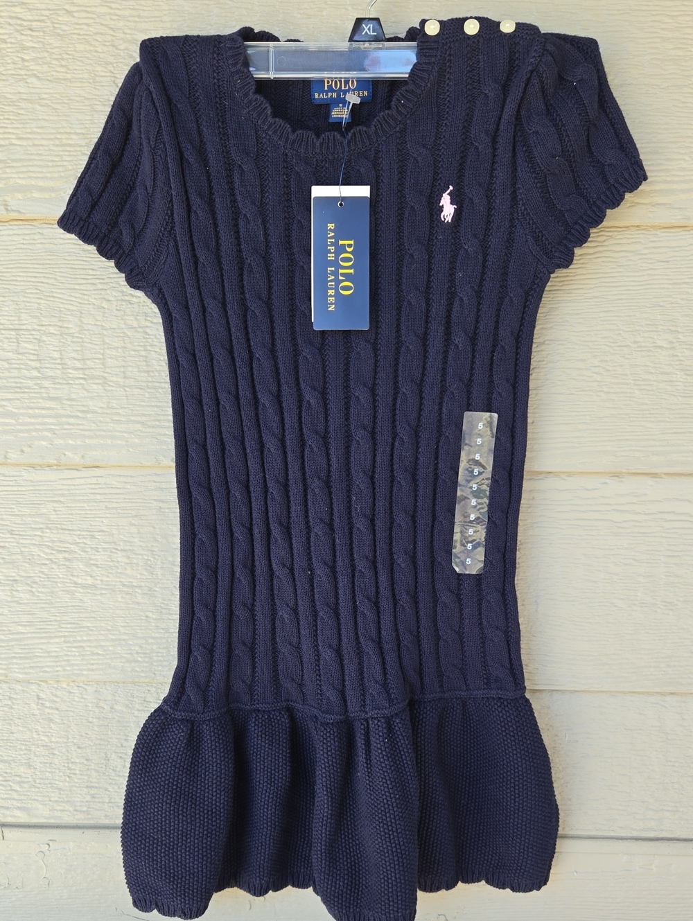 Polo by Ralph Lauren Girls' Navy Cable-Knit Dress
